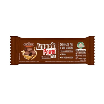 Barra Amendopower Protein Bar Chocolate 70% Cacau e Nibs Dacolônia 50g