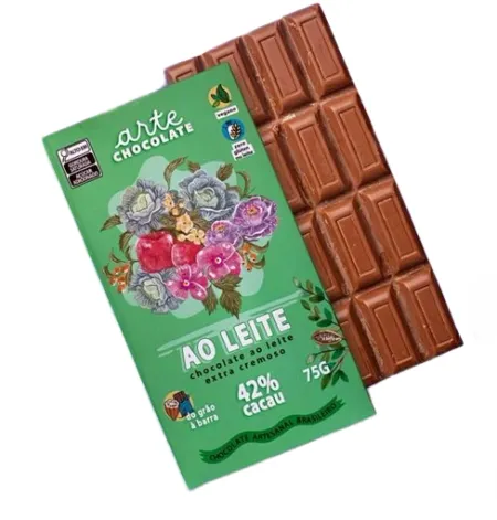 Barra de Chocolate ao Leite Extra Cremoso 42% Cacau Arte Chocolate 75g