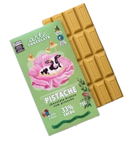 Barra de Chocolate Branco com Pistache 33% Cacau Arte Chocolate 75g
