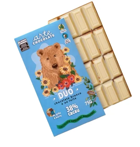 Barra de Chocolate Branco e Ao Leite Duo 38% Cacau Arte Chocolate 75g
