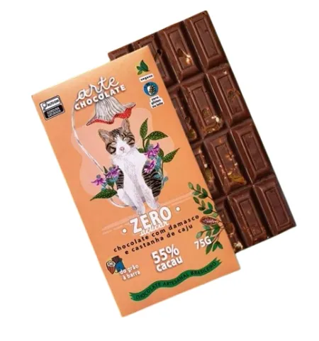 Barra de Chocolate com Damasco e Castanha de Caju 55% Cacau Arte Chocolate 75g