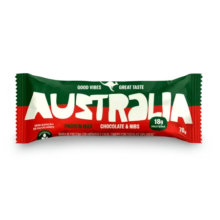 Barra de Proteína Australia Chocolate e Nibs Harts 70g