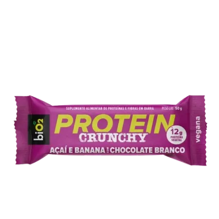 Barra Protein Crunchy Açaí e Banana com Chocolate Branco Bio2 50g