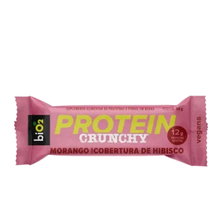 Barra Protein Crunchy Morango com Cobertura de Hibisco Bio2 50g