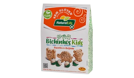 Biscoito Bichinhos Kids Sabor Beijinho Sem Glúten Natural Life 80g