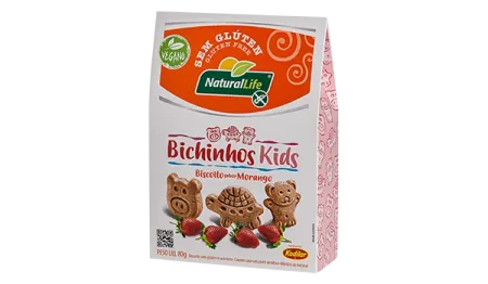 Biscoito Bichinhos Kids Sabor Morango Sem Glúten Natural Life 80g