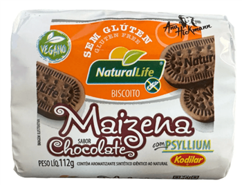 Biscoito de Maizena Vegano Sabor Chocolate Sem Glúten Natural Life 112g