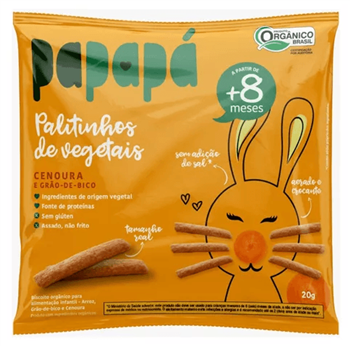 Biscoito Infantil Organico Cenoura e Grão de Bico Papapá 20g