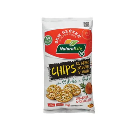 Chips Arroz Integral Milho Cebola e Salsa Sem Glúten Natural Life 70g
