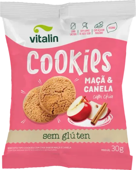 Cookies Chia C/ Maça E Canela Vitalin 30g
