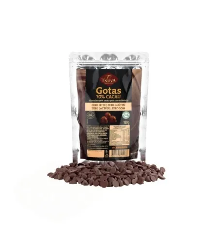 Gotas de Chocolate 70% Cacau Vegano Uso Culinário Tnuva 180g
