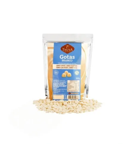 Gotas de Chocolate Branco Vegano Uso Culinário Tnuva 500g