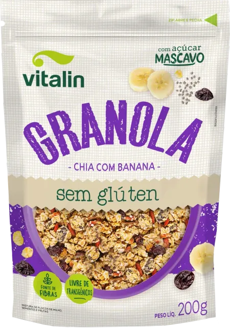 Granola Chia Com Banana Vitalin 200g