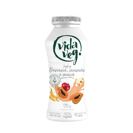 Iogurte Vegano Coco c/ Banana, Mamao e Maça Vida Veg 170g refrig.