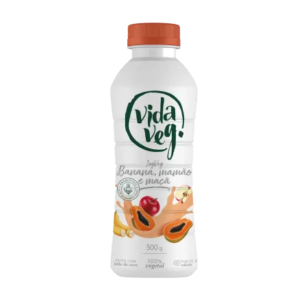 Iogurte Vegano De Coco c/ Banana, Mamão e Maça Vida Veg 500g refrig.