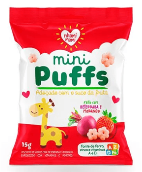 Mini Puffs Beterraba e Morango Nhami Mami 15g