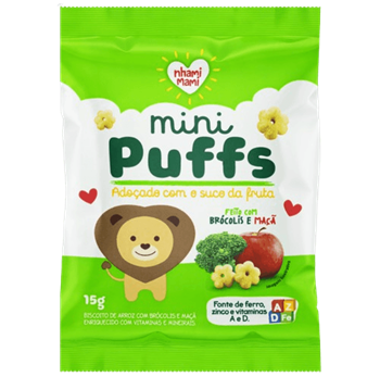 Mini Puffs Brócolis e Maça Nhami Mami 15g