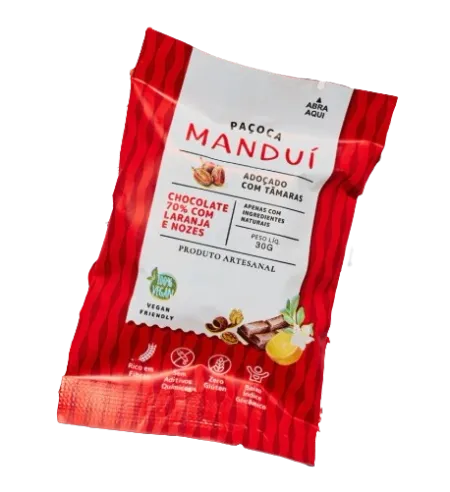 Paçoca 70% com Laranja e Nozes Manduí 36g : ALIMENTOS / BEBIDAS