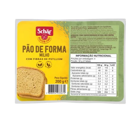 Pão de Forma Milho Sem Gluten Schar 200g