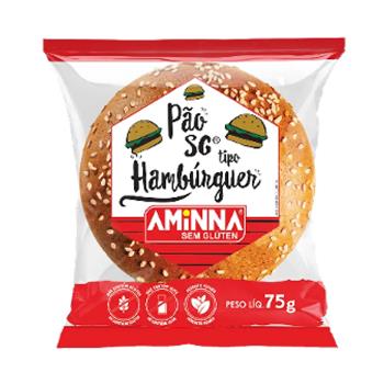 Pão de Hamburguer Sem Glúten Aminna 75g refrig.