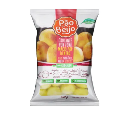 Pão de Queijo Vegano Sabor Gergelim Pão de Beijo 400g refrig.
