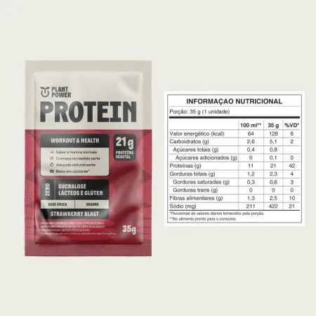 Proteína Vegetal Sabor Morango Plant Power Sache 35g