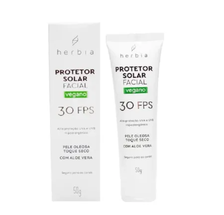 Protetor Solar Facial 30 Fps Pele Oleosa Herbia 50g