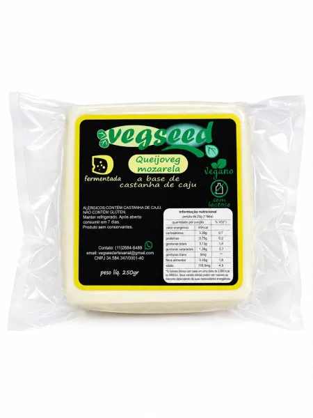Queijo Mussarela Vegetal Vegseed 250g refrig.