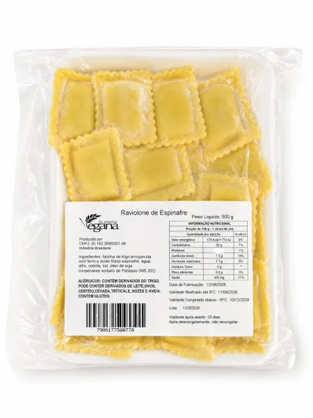 Ravioli De Espinafre La Pasta Vegana 500g refrig.
