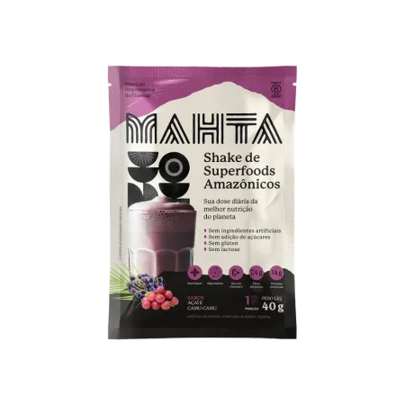 Shake de Superfoods Amazônicos em Pó Açaí e Camu-Camu Mahta 40g