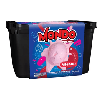 Sorvete Vegano Sabor Morango Mondo 2l refrig.