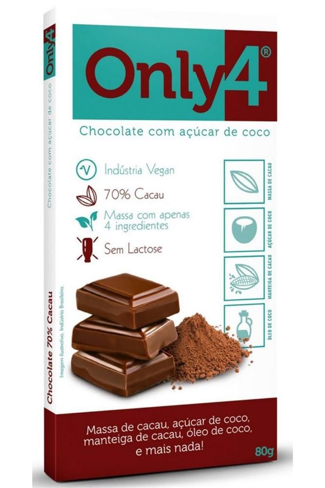 Barra de Chocolate 70% Cacau Puro Only4 70g