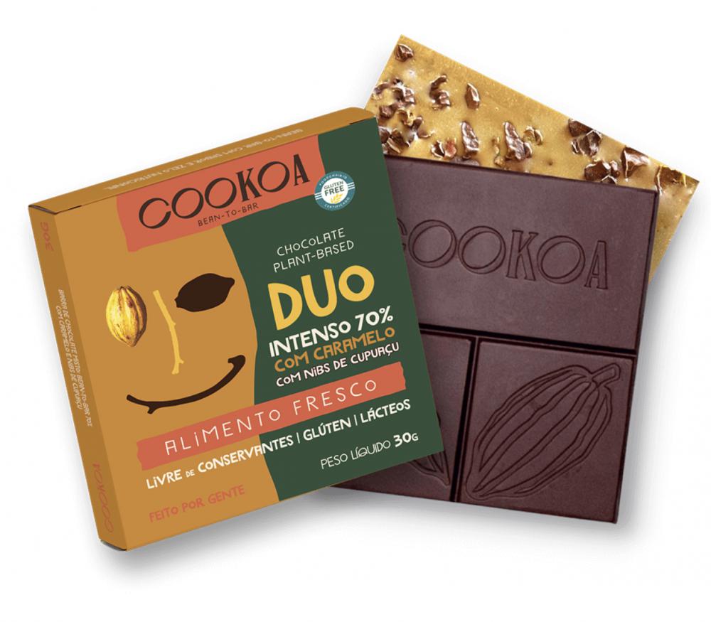 Barra De Chocolate Duo Intenso 70% Cacau E Caramelo Cookoa 30g