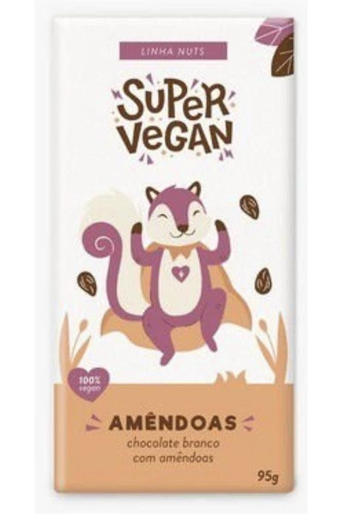Barra De Chocolate Vegana Amêndoas Super Vegan 95g