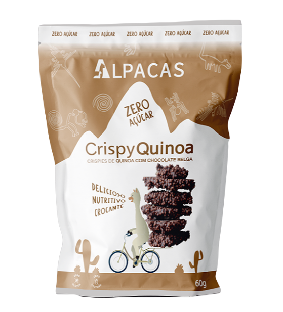 Cereal Crispy Quinoa Zero Belga Alpacas 60g Alimentos e Bebidas Doces Chocolate Vegano