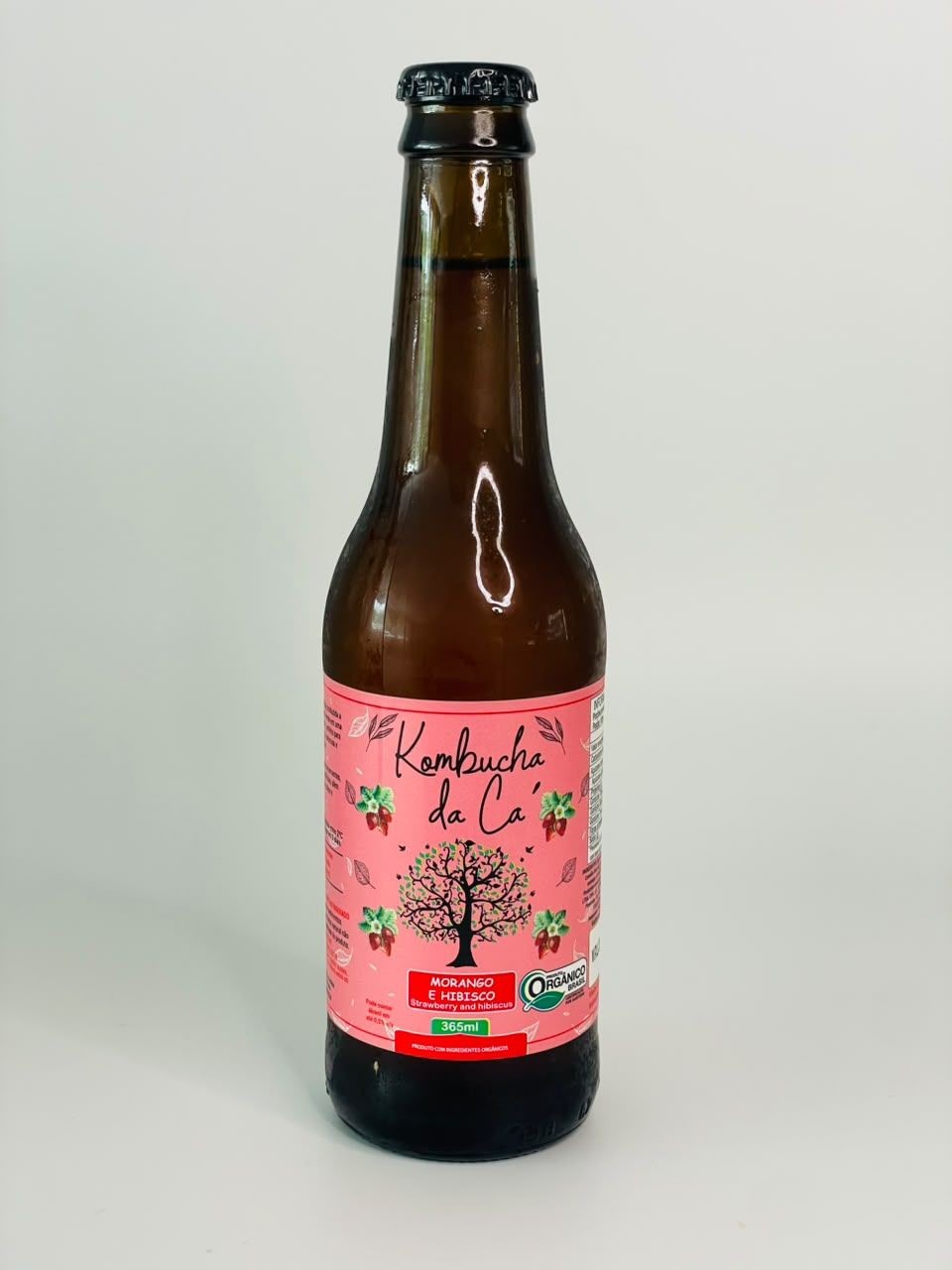 Kombucha Orgânica Morango e Hibisco Kombucha da Cá 365ml refrig.