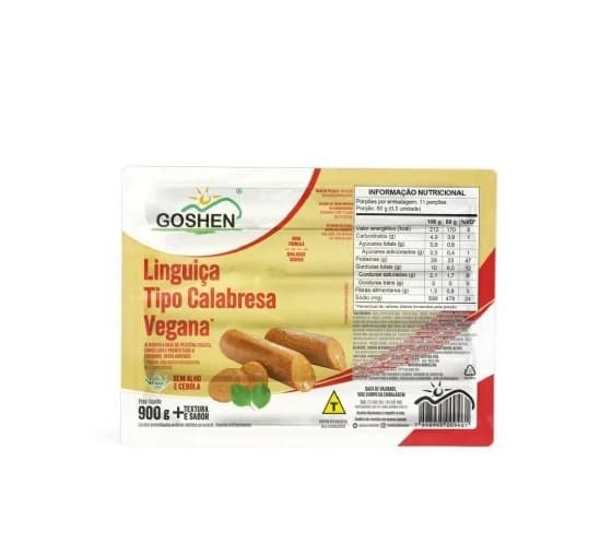 Linguica de Soja Tradicional Goshen 900g refrig.