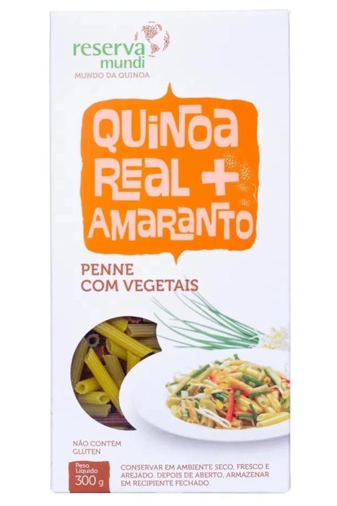 Macarrão Penne Com Vegetais Tricolor Quinoa E Amaranto Reserva Mundi 300g