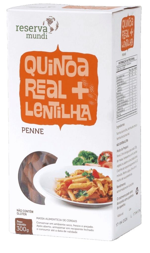 Macarrão Penne Quinoa E Lentilha Reserva Mundi 300g
