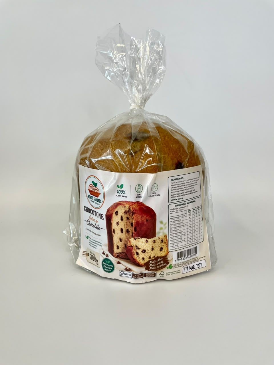 Panettone Vegano com Gotas de Chocolate Novos Sabores 300g