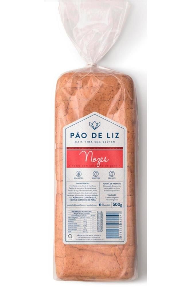 Pão Sem Glúten  Nozes C/ Castanha Do Pará  Pão De Liz  500g refrig.