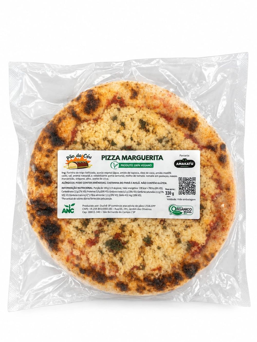 Pizza Vegana de Marguerita Orgânica Pão do Céu 330g refrig.