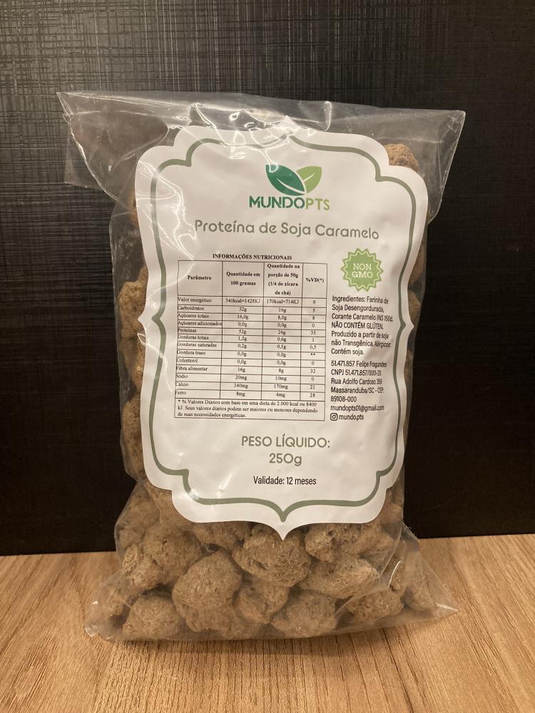 Proteina De Soja Graúda Caramelo Não Transgênica Mundo Pts 250g
