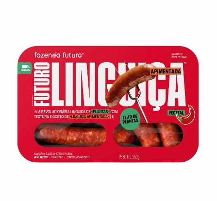 Linguiça Vegetal Apimentada Fazenda Futuro 250g refrig.