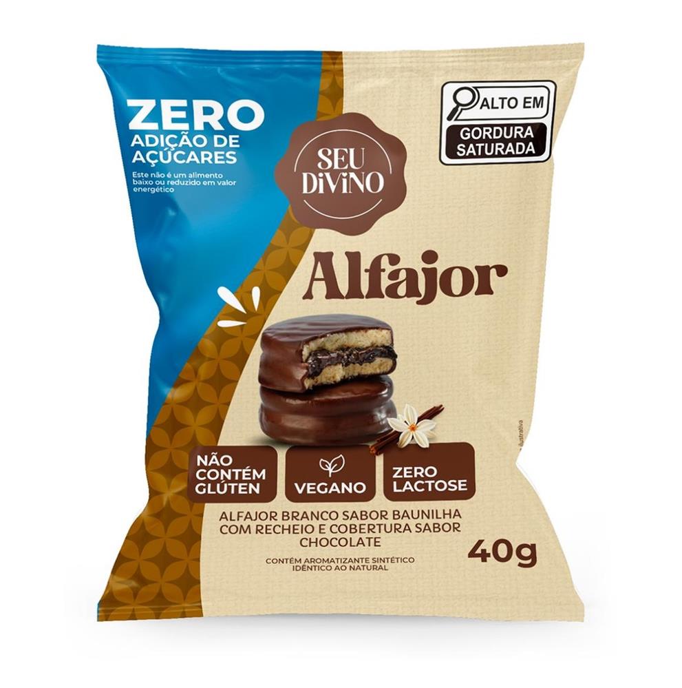 Alfajor Branco com Recheio Chocolate Zero Açúcar Sem Glúten Seu Divino 40g