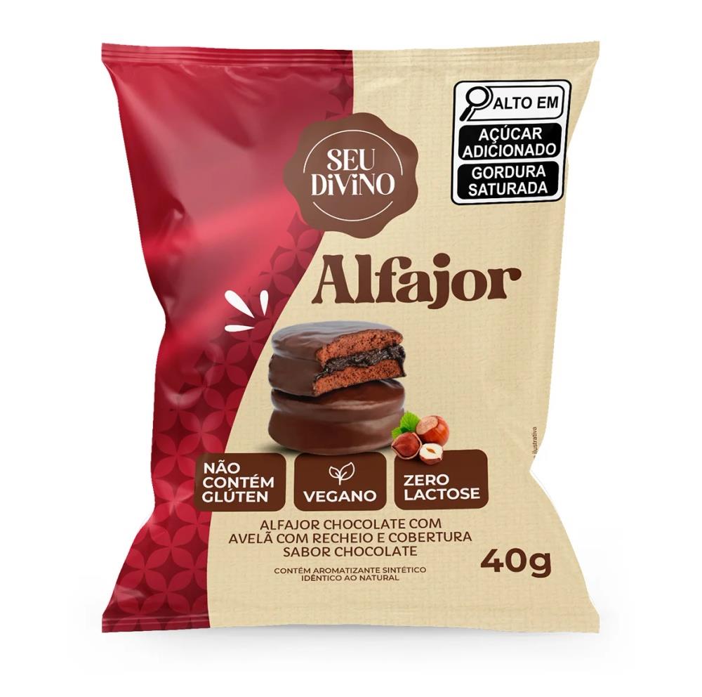 Alfajor Chocolate com Avelã com Recheio Chocolate Sem Glúten Seu Divino 40g
