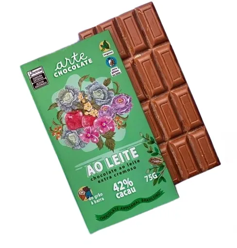 Barra de Chocolate ao Leite Extra Cremoso 42% Cacau Arte Chocolate 75g
