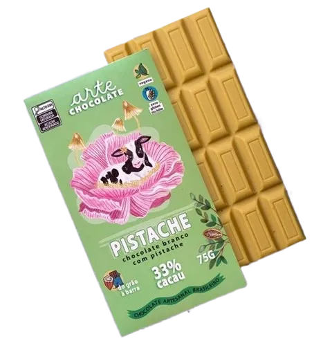Barra de Chocolate Branco com Pistache 33% Cacau Arte Chocolate 75g