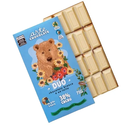 Barra de Chocolate Branco e Ao Leite Duo 38% Cacau Arte Chocolate 75g