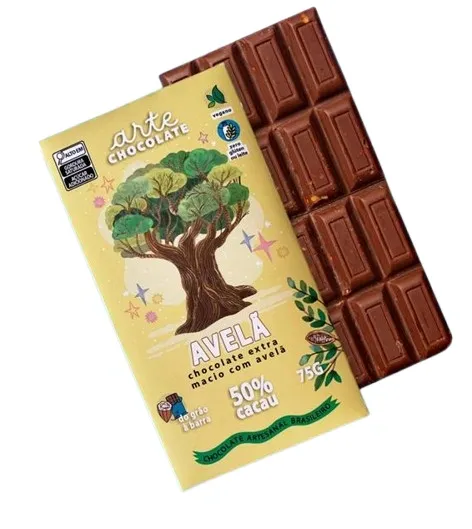 Barra de Chocolate Extra Macio com Avelã 50% Cacau Arte Chocolate 75g